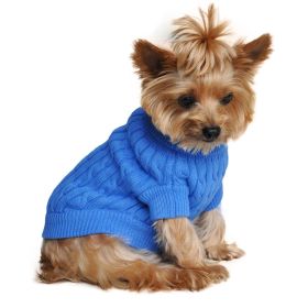 Dog Cable Knit 100% Cotton Sweater Riverside Blue (size: large)