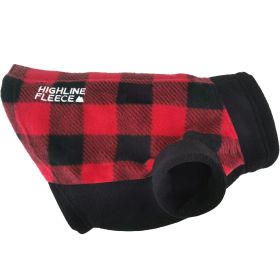 Highline Fleece Dog Coat (Color: Red and Black Plaid, size: Size 14)