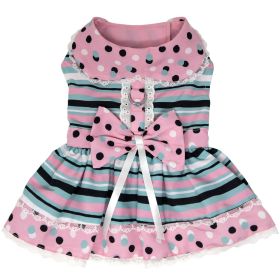 Dots & Stripes Harness Dress (Color: Pink & TealSpring 2024, size: large)